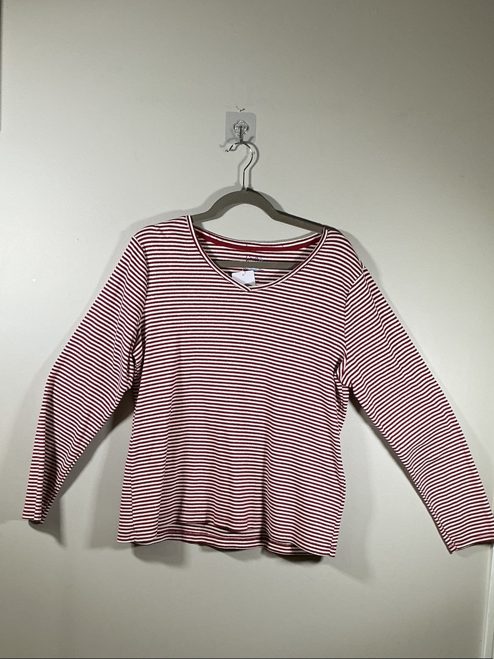 Croft & Barrow Red White Striped Long Sleeve Tee XL